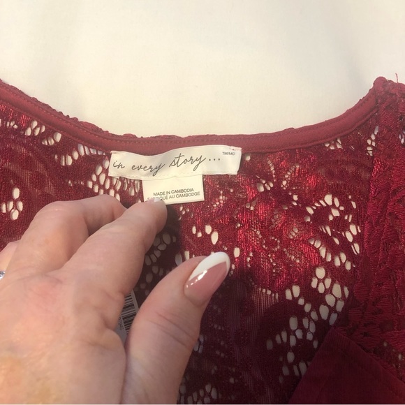 PENNINGTONS PLUS 2X In Every Story A-Line Tank Top Lace Yoke in Rumba Re… - Picture 10 of 14